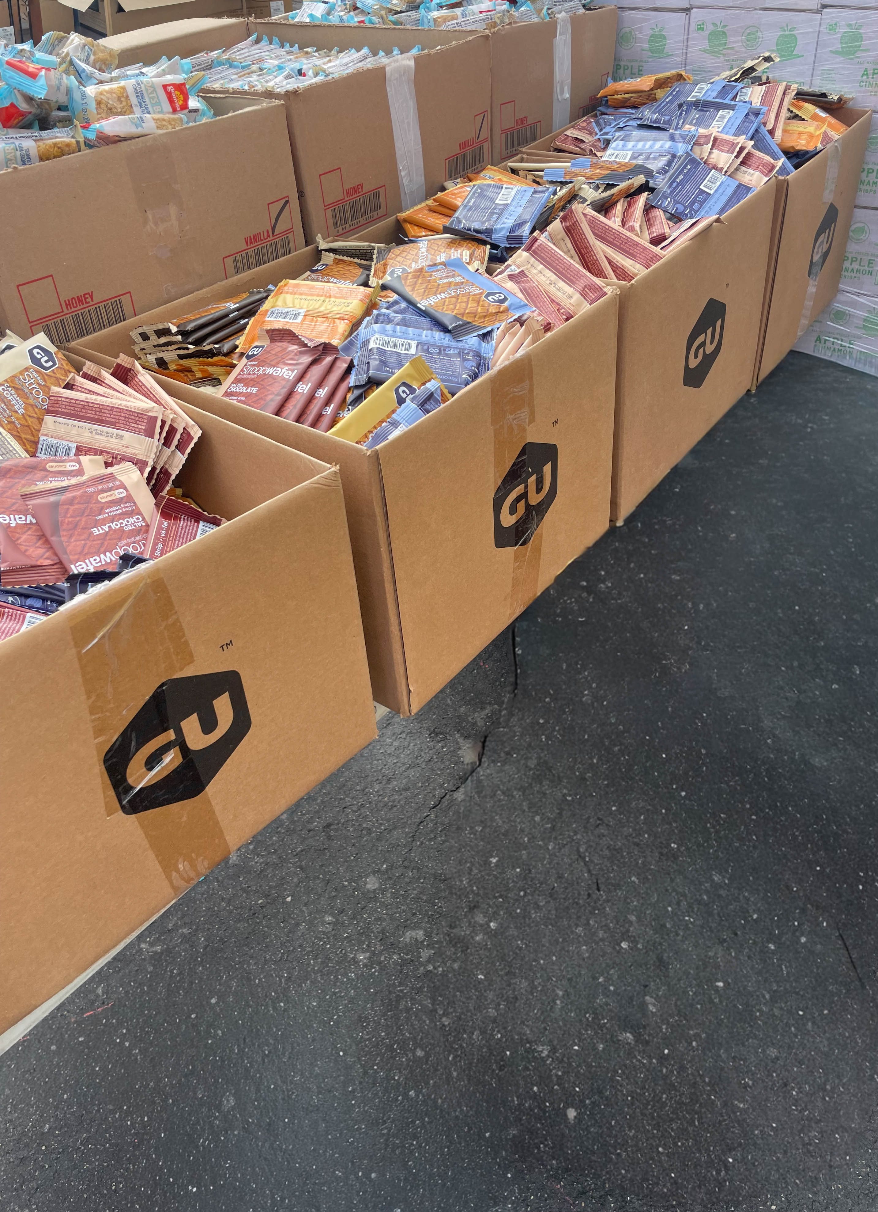 GU Stroopwafel boxes ready for distribution