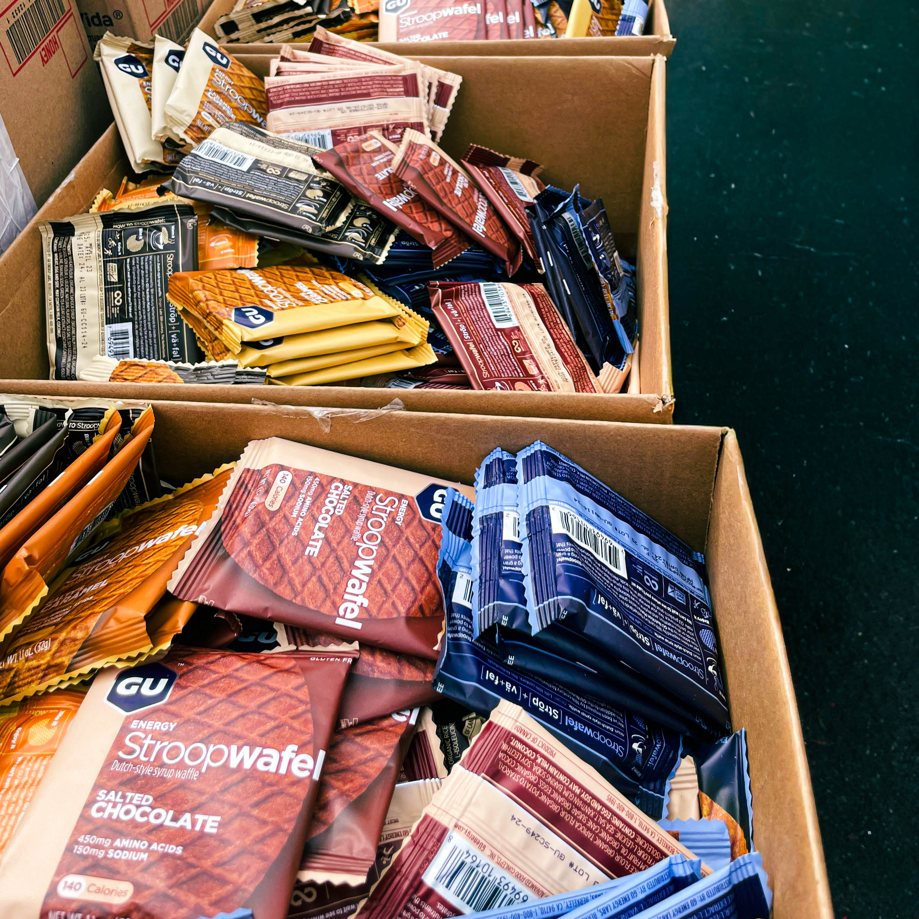 GU Stroopwafel energy products ready for distribution