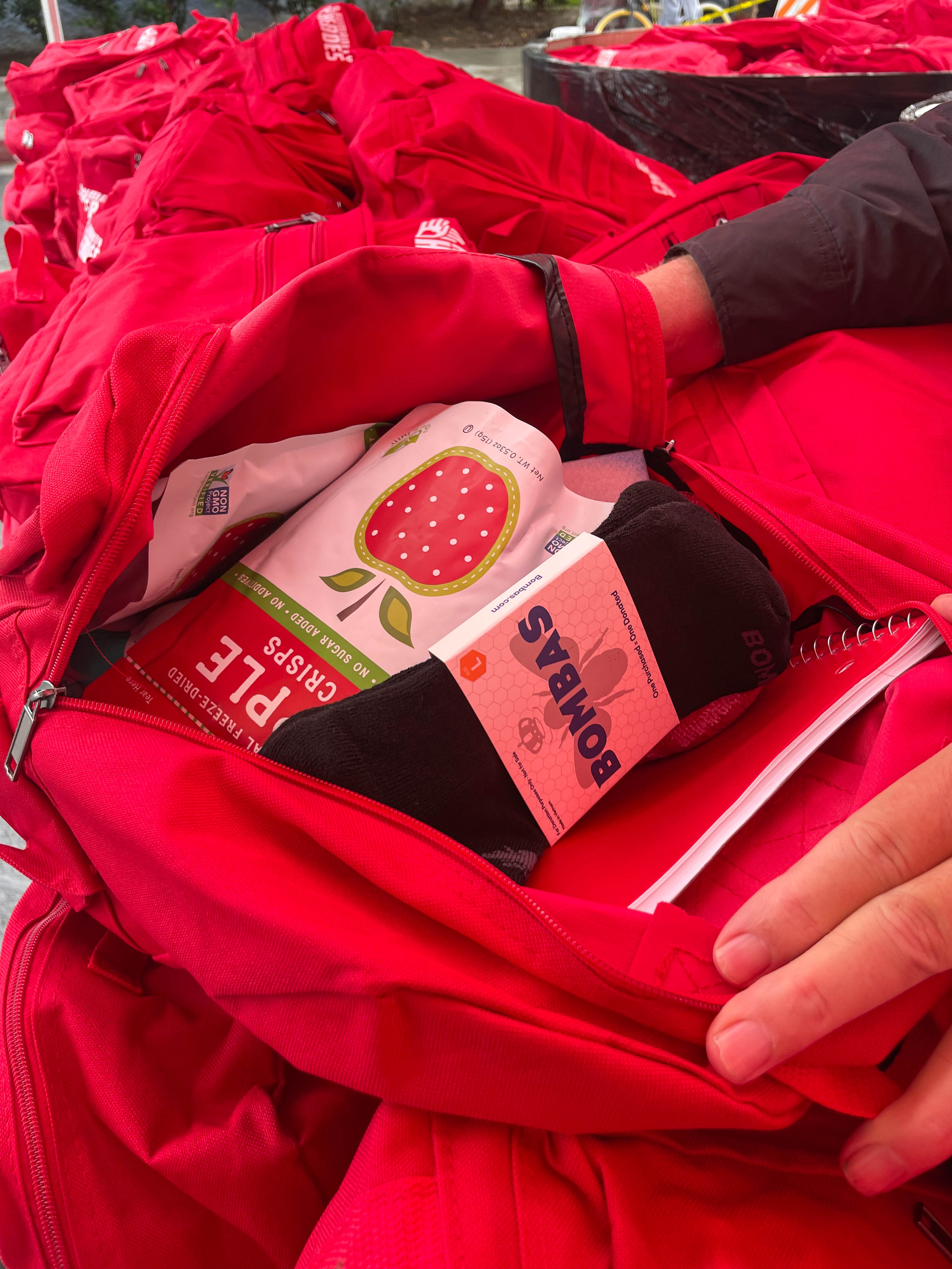 Teen Health essentials kits packed and ready for distribution to partner agencies