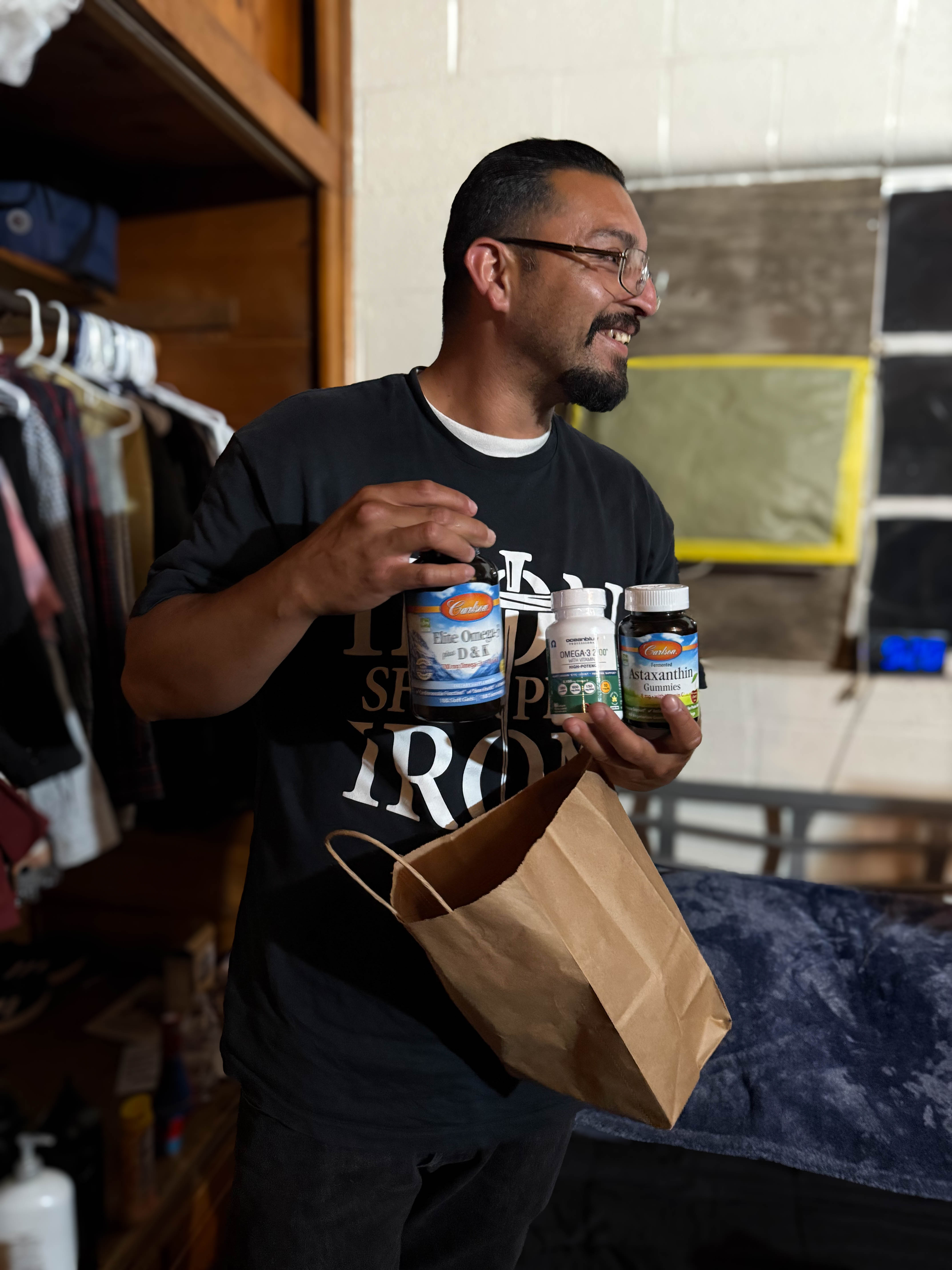 Man with supplements