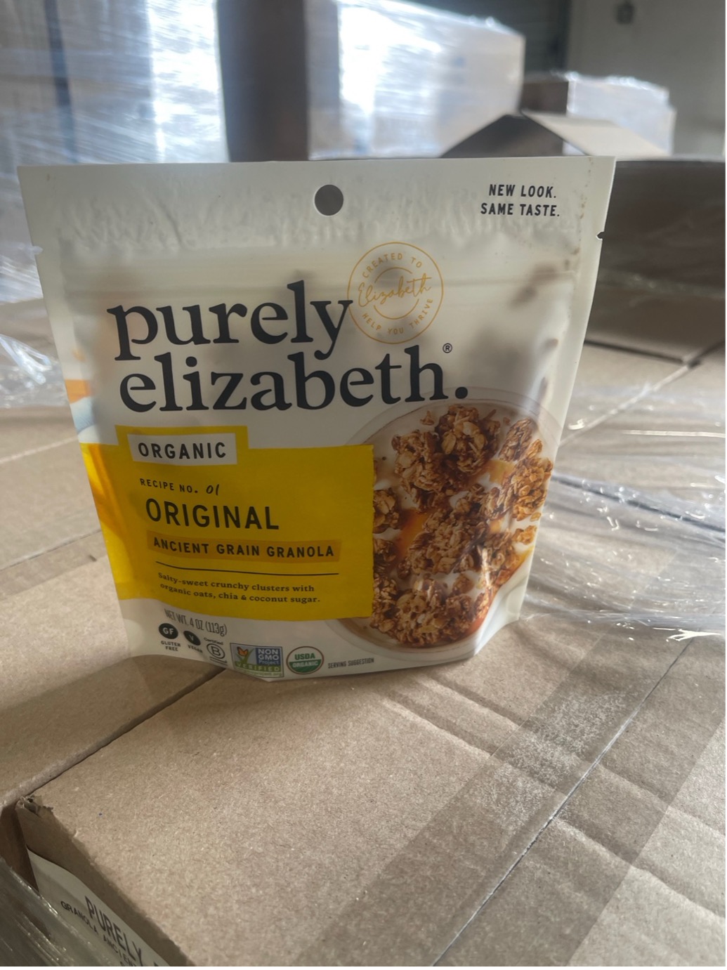 Purely Elizabeth granola ready for donation