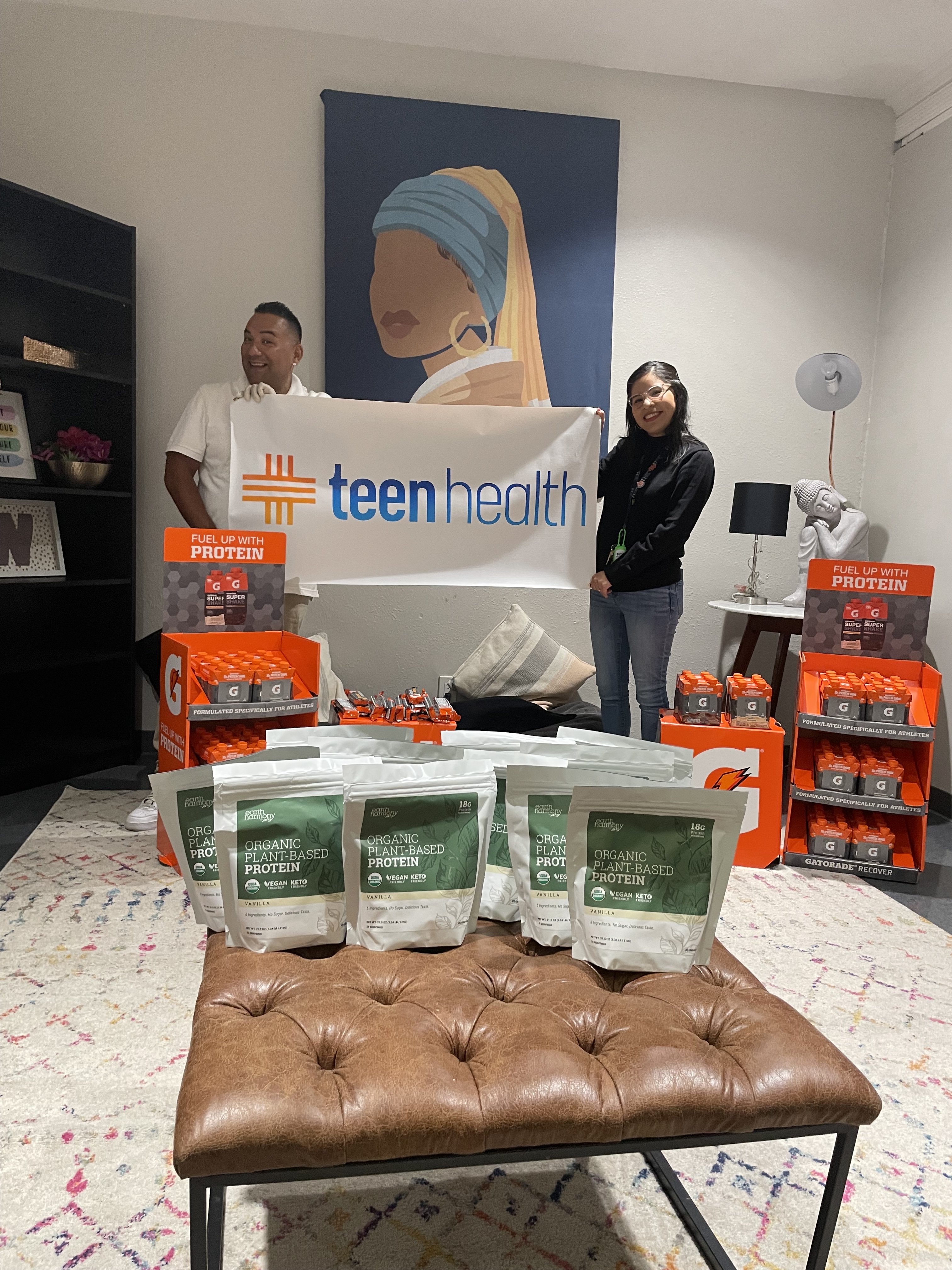 Teen Health team with protein products