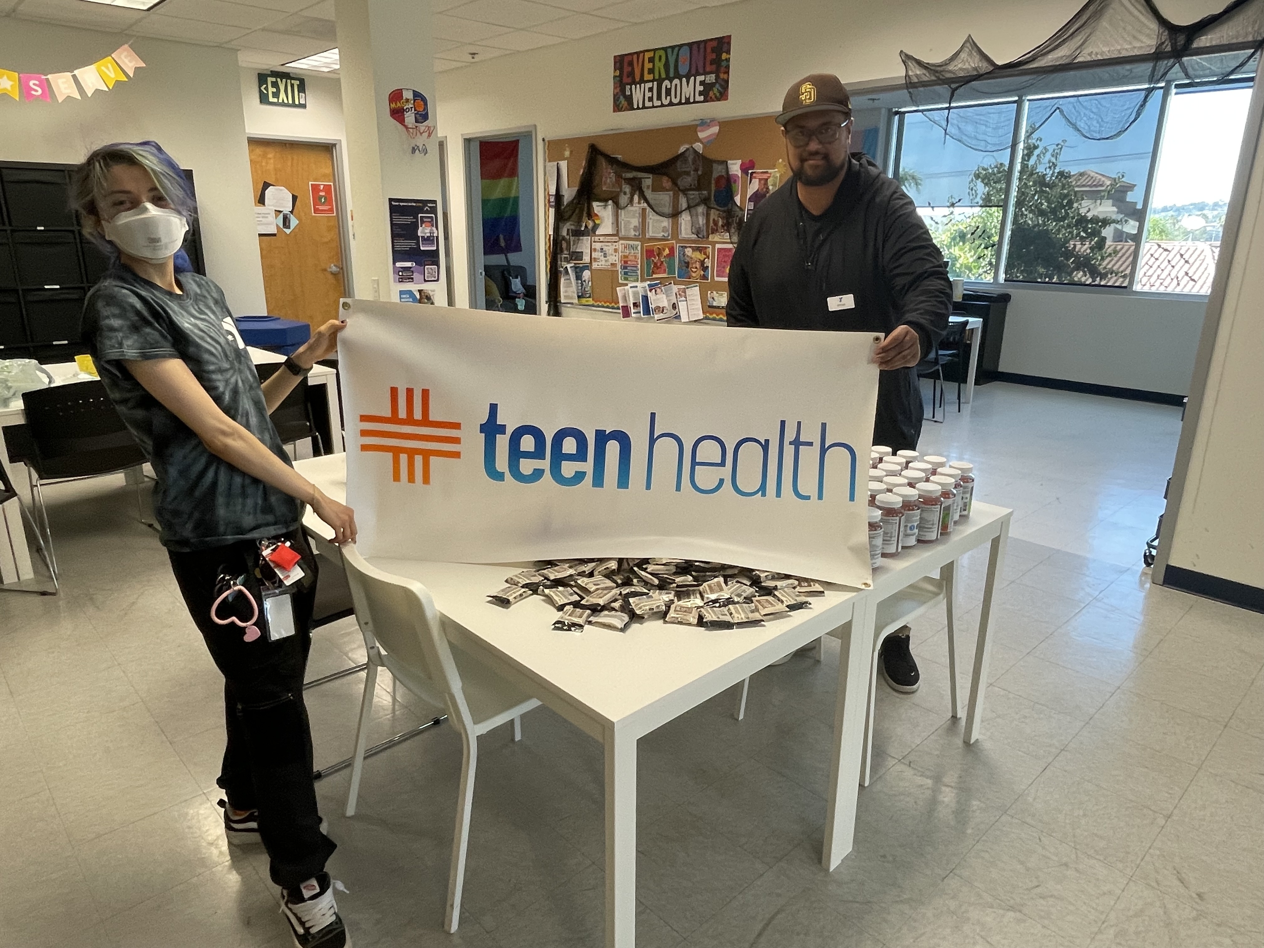 Volunteers sorting and preparing supplies