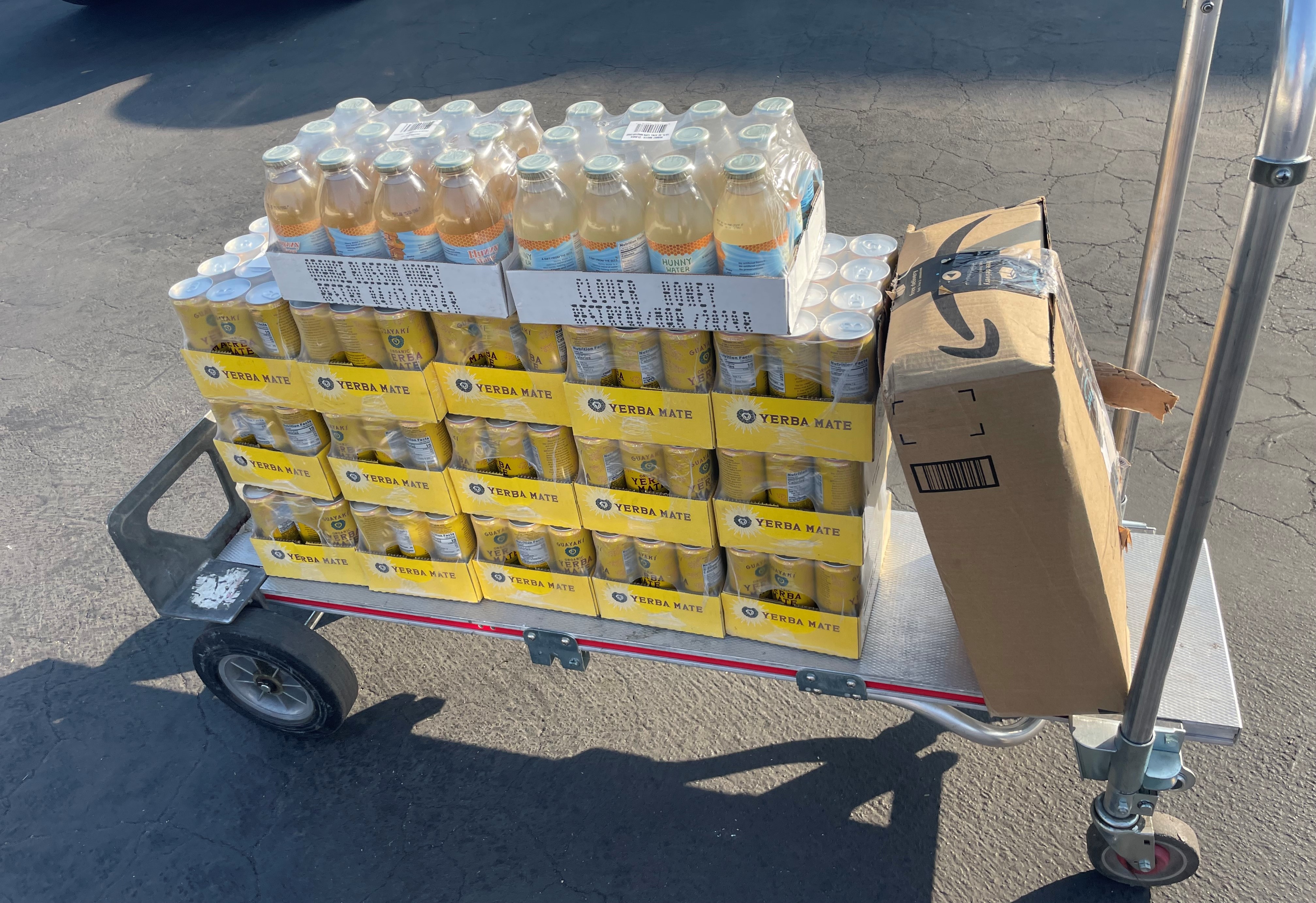 Warehouse stocked with health and wellness products ready for donation