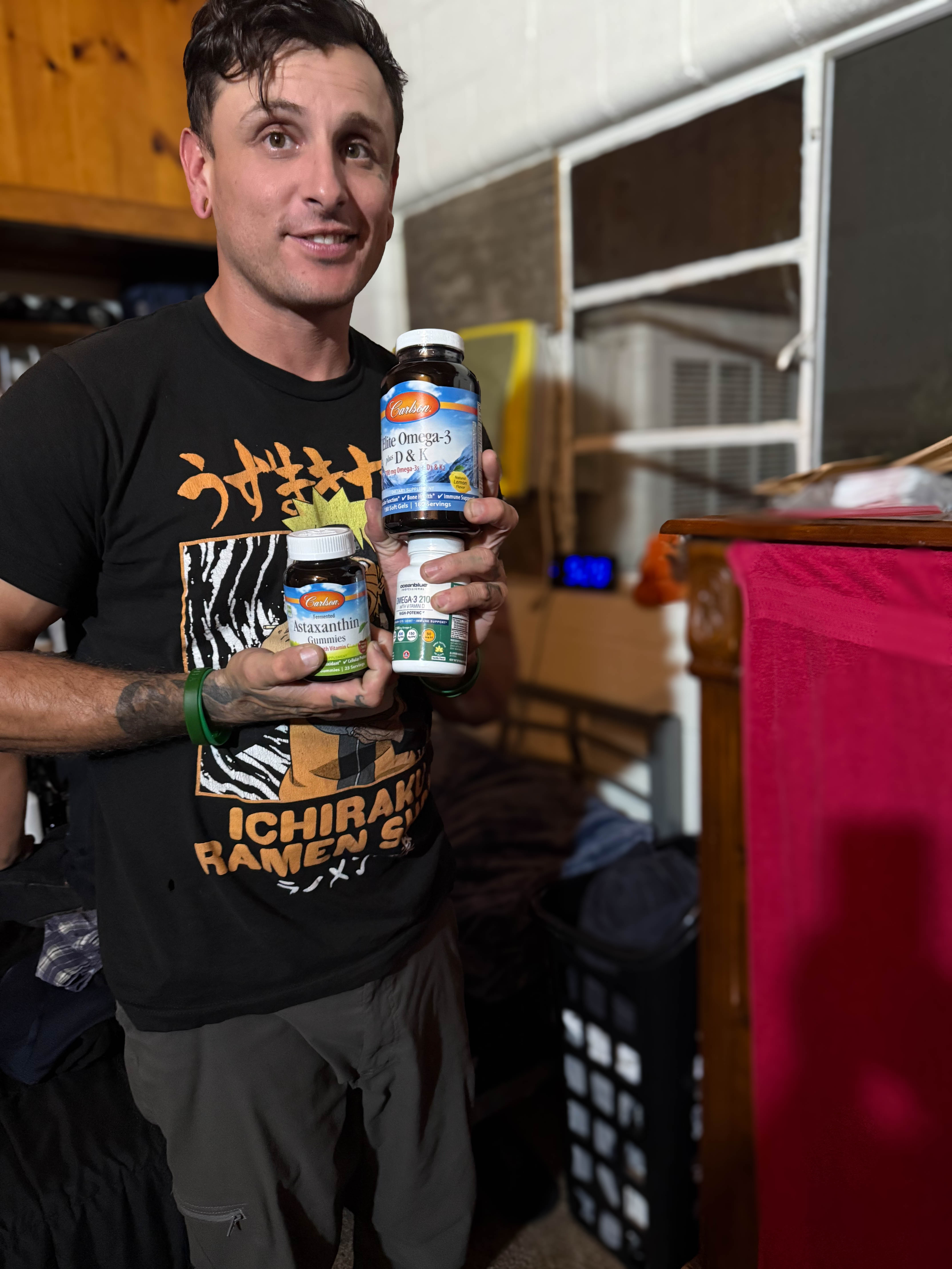 Young man with supplements